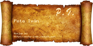 Pete Iván névjegykártya